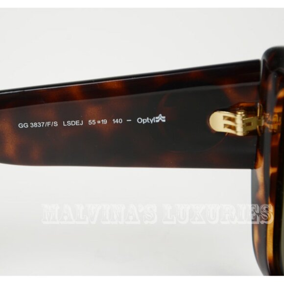 GUCCI SUNGLASSES GG3837/F/S LSDEJ DARK TORTOISESHELL SQUARE INTERLOCKING G - Picture 6 of 8